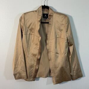 DD Collection‎ Tan Pleated Trim Blazer Size 10